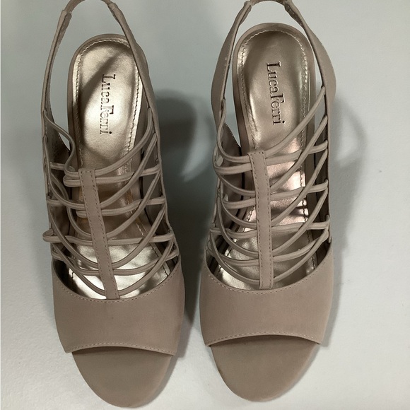 Luca Ferri peep toe sling back heeled sandals - Picture 2 of 10